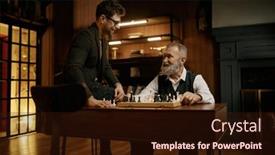  Presentation with chess - Slide set consisting of happy-intelligent-family-playing-chess background and a wine colored foreground