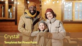  Presentation with intercultural - Presentation theme consisting of happy-intercultural-family-of-young background and a tawny brown colored foreground