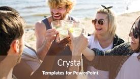  Presentation with toasting - Theme with happy-intercultural-friends-toasting background and a tawny brown colored foreground