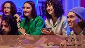  Presentation with intercultural - Slides with happy-intercultural-guys-and-girls background and a red colored foreground