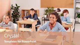  Presentation with intercultural - PPT theme featuring happy-intercultural-students-of-secondary background and a coral colored foreground