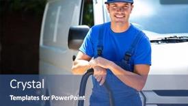  Presentation with car cleaning - Presentation theme enhanced with cleaning the car with vacuum background and a ocean colored foreground