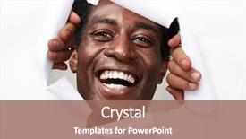 Presentation with joyful - Slide deck consisting of happy joyful afro-american man background and a coral colored foreground