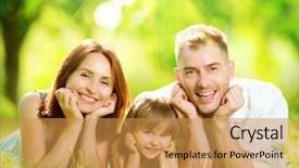  Presentation with children child kid joy faith - Slide set having happy joyful young family father background and a gold colored foreground