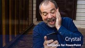  Presentation with home - Beautiful presentation featuring happy-jubilant-adult-man backdrop and a navy blue colored foreground