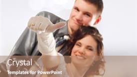  Presentation with married - Cool new presentation theme with happy just married showing thumbs up backdrop and a coral colored foreground