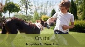  Presentation with dog - Amazing presentation having happy-kid-boy-playing backdrop and a gold colored foreground