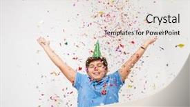  Presentation with happy new year - PPT layouts enhanced with happy kid celebrating party background and a light gray colored foreground