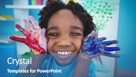  Presentation with arts and crafts - Theme with happy kid enjoying arts background and a teal colored foreground