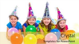  Presentation with kid happy birthday - Audience pleasing presentation consisting of happy kid girls birthday party backdrop and a yellow colored foreground