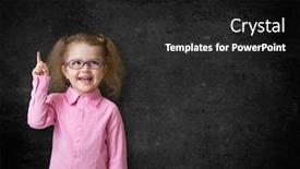  Presentation with inventor - Colorful PPT theme enhanced with happy kid inventor with rised backdrop and a dark gray colored foreground