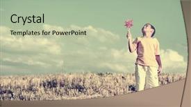  Presentation with kid happy birthday - Slides having happy kid on beautiful field background and a mint green colored foreground