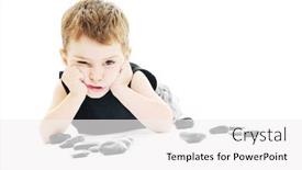  Presentation with play - Colorful PPT theme enhanced with happy kid play on floor isolated on white backdrop and a white colored foreground