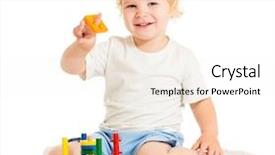  Presentation with special education cute kid - Slide deck featuring happy kid playing education toys background and a sky blue colored foreground