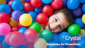  Presentation with playground - Presentation theme featuring happy kid playing in playground background and a teal colored foreground