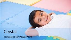 Presentation with playground - Amazing PPT theme having happy kid playing in playground backdrop and a light blue colored foreground
