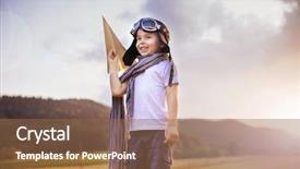  Presentation with kid happy birthday - Colorful slide deck enhanced with happy kid playing with paper backdrop and a tawny brown colored foreground