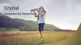  Presentation with kid happy birthday - Colorful PPT layouts enhanced with happy kid playing with paper backdrop and a light gray colored foreground