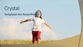  Presentation with kid happy birthday - Amazing presentation design having happy kid running on beautiful backdrop and a  colored foreground