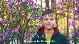  Presentation with beautiful spring flowers - Slide deck having happy-kid-travelling-in-altai background and a ocean colored foreground