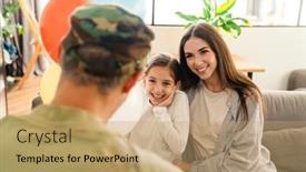  Presentation with mom kids - PPT theme featuring happy-kids-and-their-mom background and a coral colored foreground