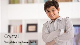  Presentation with happy kids - Beautiful theme featuring happy kids at home backdrop and a soft green colored foreground