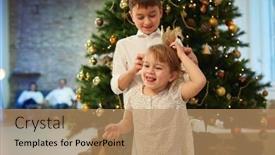  Presentation with christmas kids - Amazing PPT layouts having happy-kids-brother-and-sister backdrop and a coral colored foreground