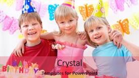  Presentation with kids birthday - Theme consisting of happy kids celebrating birthday party background and a red colored foreground