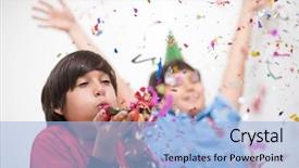  Presentation with happy kids - PPT layouts consisting of happy kids celebrating party background and a light blue colored foreground