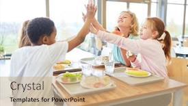  Presentation with happy kids - Audience pleasing slides consisting of happy-kids-have-fun-together backdrop and a coral colored foreground