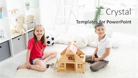  Presentation with happy kids - Presentation design having happy-kids-having-fun background and a white colored foreground