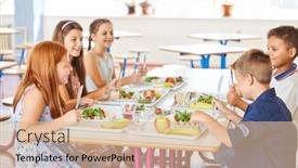  Presentation with happy kids - PPT theme enhanced with happy-kids-having-meal and a lemonade colored foreground