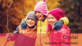  Presentation with happy kids - Slide set featuring happy kids hugging in autumn background and a red colored foreground