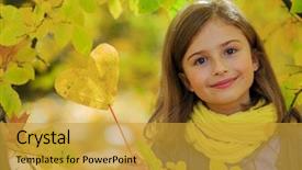  Presentation with ancient indian philosophy lovely - Amazing PPT theme having happy kids nature - autumn fun - lovely girl backdrop and a gold colored foreground