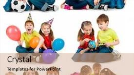  Presentation with happy kids - Amazing slide set having happy kids on a white backdrop and a coral colored foreground