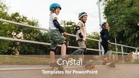  Presentation with ramp - Amazing slides having happy-kids-on-skateboards backdrop and a coral colored foreground