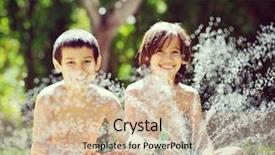  Presentation with kids and water - PPT layouts with playing and splashing with water background and a soft green colored foreground
