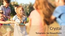  Presentation with kids playing - PPT theme having happy kids playing in park background and a yellow colored foreground