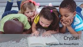  Presentation with kids reading book - PPT layouts having happy kids reading a book background and a  colored foreground