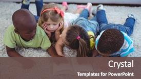  Presentation with kids reading book - Colorful presentation theme enhanced with happy kids reading a book backdrop and a tawny brown colored foreground