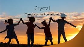  Presentation with happy kids - Audience pleasing presentation consisting of happy-kids-silhouettes-on-sunset backdrop and a light blue colored foreground