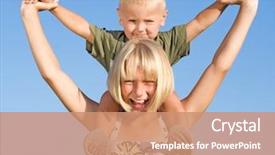  Presentation with happy kids - Colorful theme enhanced with happy kids sister and brother having fun backdrop and a coral colored foreground