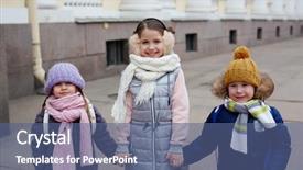  Presentation with happy kids - Amazing PPT theme having happy kids taking walk outside backdrop and a ocean colored foreground