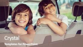  Presentation with kids travel - Audience pleasing presentation theme consisting of happy kids travel backdrop and a coral colored foreground