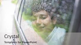  Presentation with kids travel - Colorful PPT theme enhanced with happy kids travel by the car backdrop and a light gray colored foreground