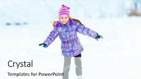  Presentation with skating - Audience pleasing presentation theme consisting of happy l little girl skating backdrop and a cool aqua colored foreground