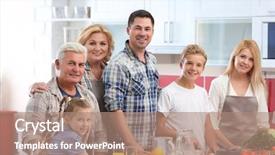  Presentation with spiritual family - Colorful PPT theme enhanced with happy large family on kitchen backdrop and a coral colored foreground