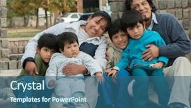  Presentation with street - PPT layouts enhanced with happy latin family sitting background and a ocean colored foreground