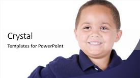  Presentation with latino - Cool new theme with happy latino boy portrait isolated against white background backdrop and a white colored foreground