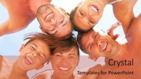  Presentation with happy holidays - Cool new theme with happy laughing big family having backdrop and a coral colored foreground